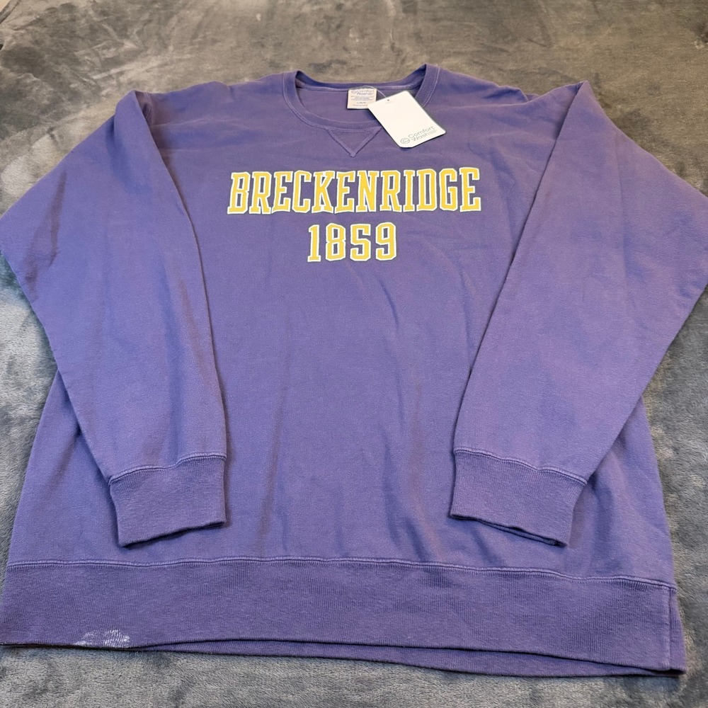 Comfort Wash Breckenridge 1859 Purple‎ Graphic Sweatshirt Mens Large NWT Flaw